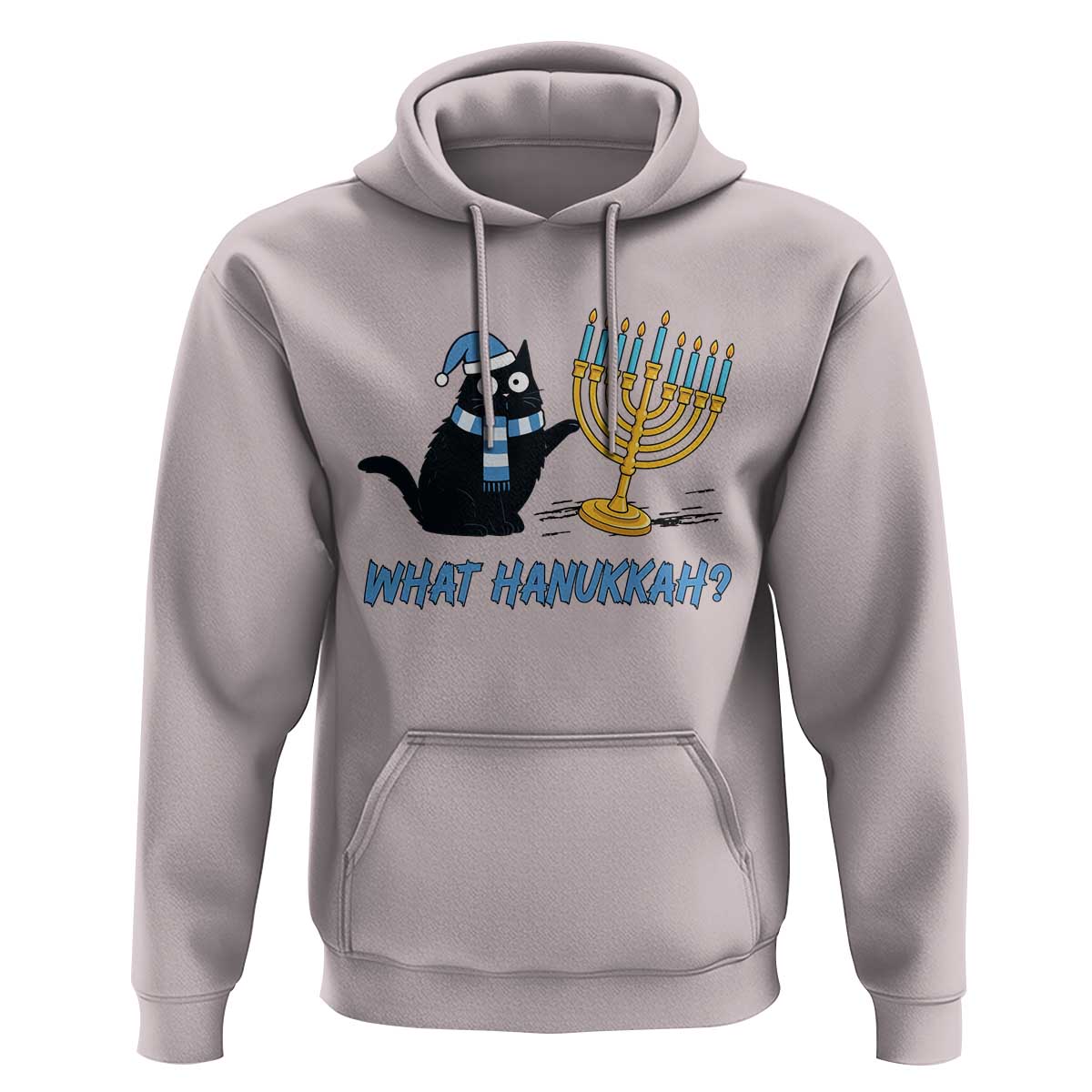 Funny Black Cat Hanukkah Chanukah Hoodie - Wonder Print Shop