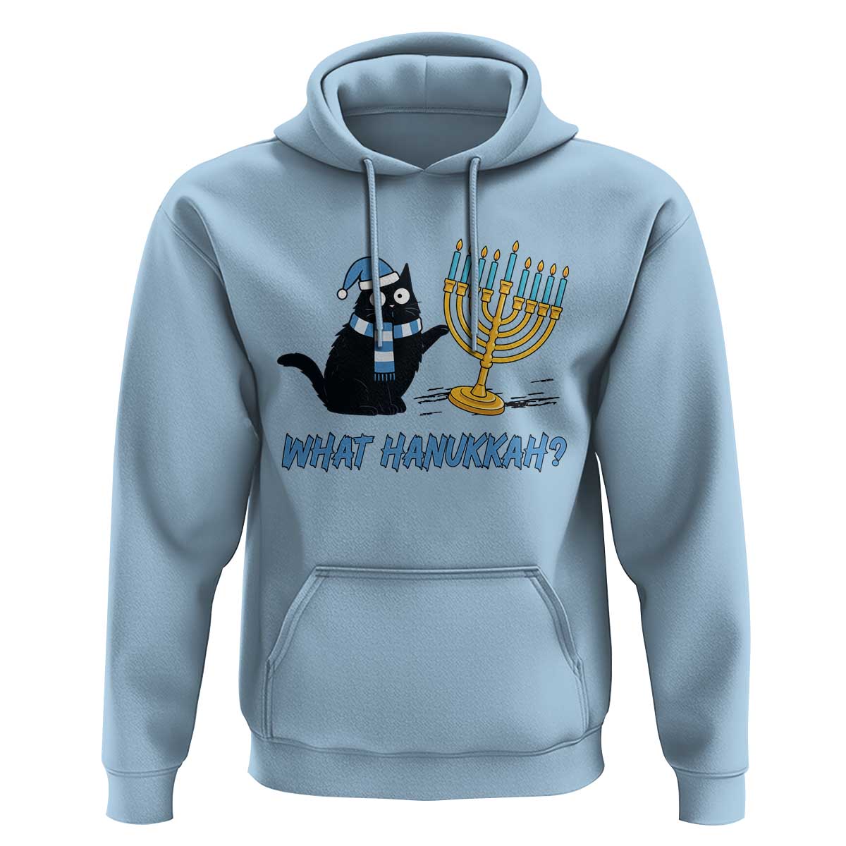 Funny Black Cat Hanukkah Chanukah Hoodie - Wonder Print Shop