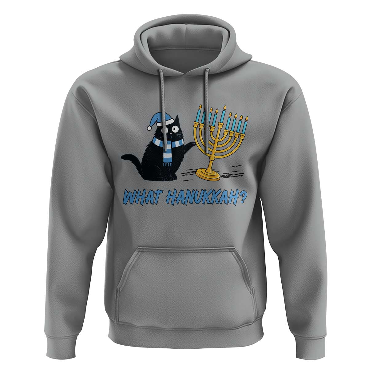 Funny Black Cat Hanukkah Chanukah Hoodie - Wonder Print Shop