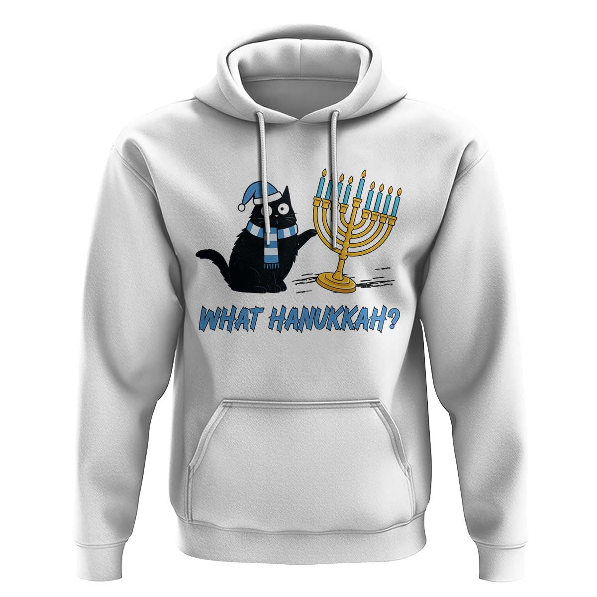 Funny Black Cat Hanukkah Chanukah Hoodie - Wonder Print Shop