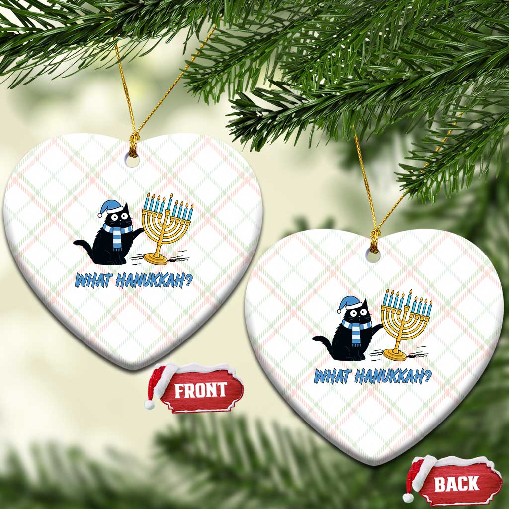 Funny Black Cat Hanukkah Chanukah Ceramic Ornament - Wonder Print Shop