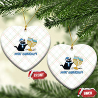 Funny Black Cat Hanukkah Chanukah Ceramic Ornament - Wonder Print Shop