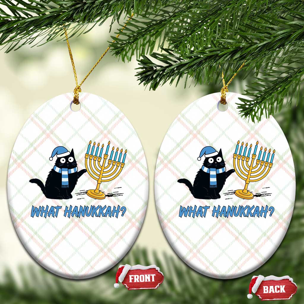 Funny Black Cat Hanukkah Chanukah Ceramic Ornament - Wonder Print Shop