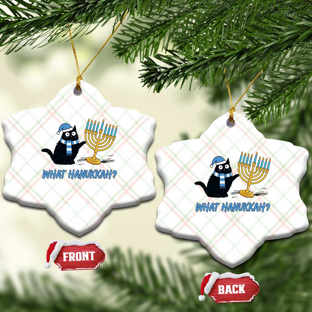 Funny Black Cat Hanukkah Chanukah Ceramic Ornament - Wonder Print Shop
