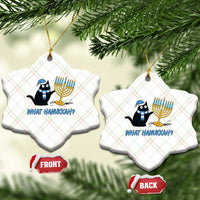 Funny Black Cat Hanukkah Chanukah Ceramic Ornament - Wonder Print Shop