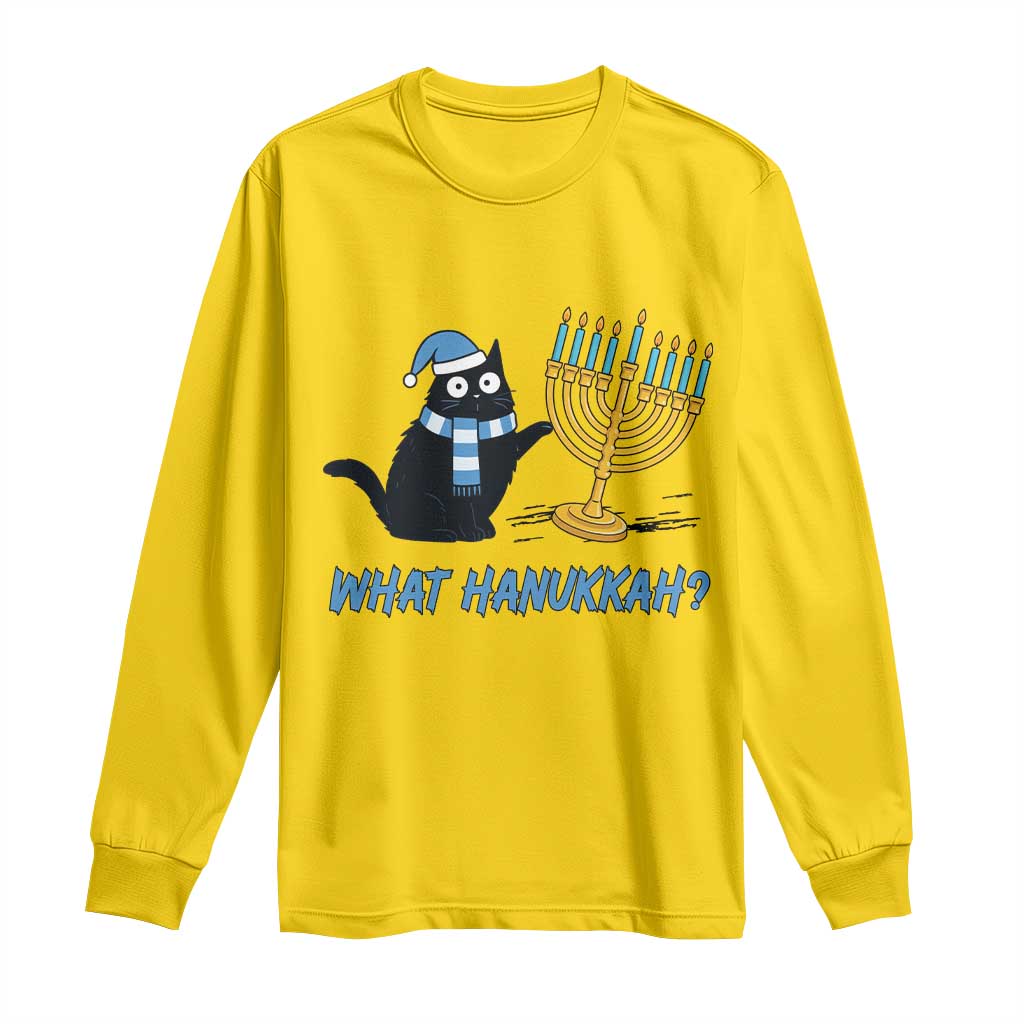 Funny Black Cat Hanukkah Chanukah Long Sleeve Shirt - Wonder Print Shop
