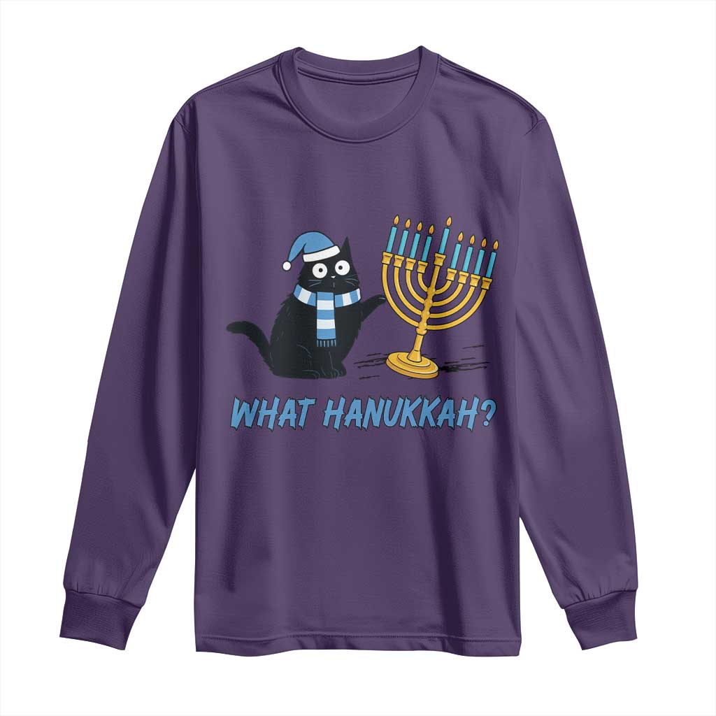 Funny Black Cat Hanukkah Chanukah Long Sleeve Shirt - Wonder Print Shop