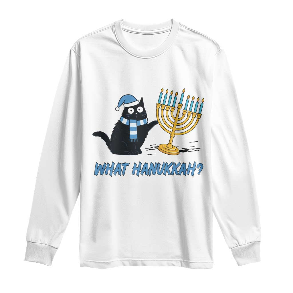 Funny Black Cat Hanukkah Chanukah Long Sleeve Shirt - Wonder Print Shop