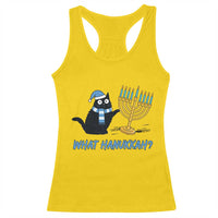 Funny Black Cat Hanukkah Chanukah Racerback Tank Top - Wonder Print Shop