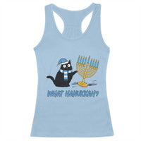 Funny Black Cat Hanukkah Chanukah Racerback Tank Top - Wonder Print Shop