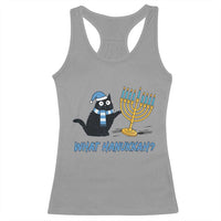 Funny Black Cat Hanukkah Chanukah Racerback Tank Top - Wonder Print Shop