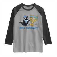 Funny Black Cat Hanukkah Chanukah Raglan Shirt - Wonder Print Shop