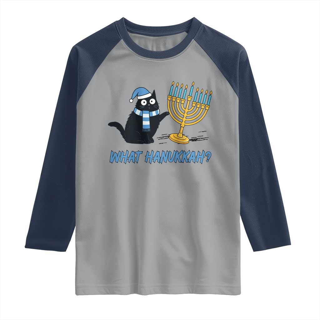Funny Black Cat Hanukkah Chanukah Raglan Shirt - Wonder Print Shop