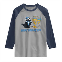 Funny Black Cat Hanukkah Chanukah Raglan Shirt - Wonder Print Shop