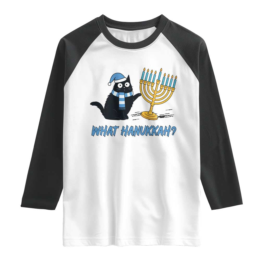 Funny Black Cat Hanukkah Chanukah Raglan Shirt - Wonder Print Shop