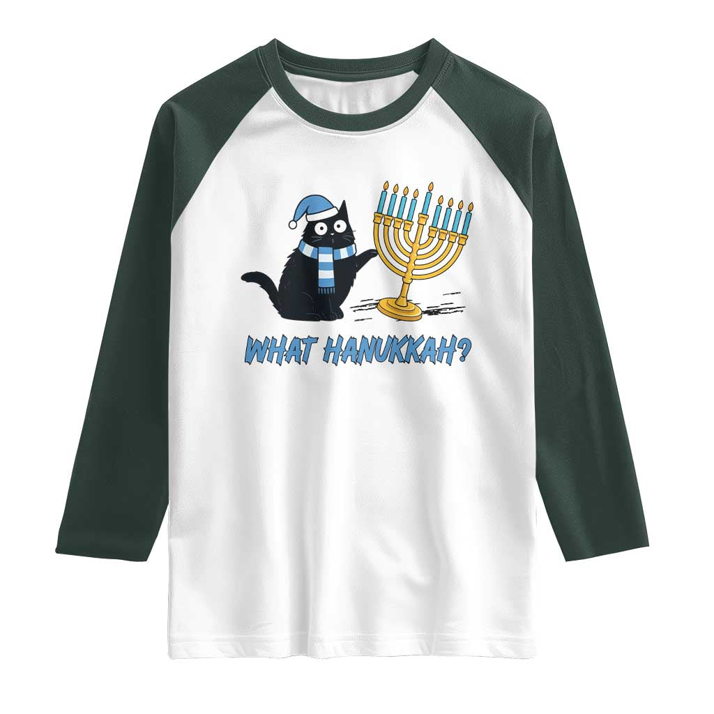 Funny Black Cat Hanukkah Chanukah Raglan Shirt - Wonder Print Shop