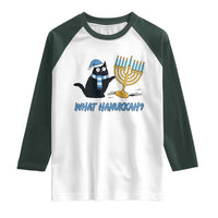 Funny Black Cat Hanukkah Chanukah Raglan Shirt - Wonder Print Shop