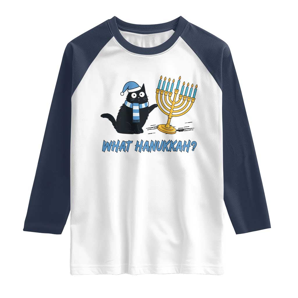 Funny Black Cat Hanukkah Chanukah Raglan Shirt - Wonder Print Shop