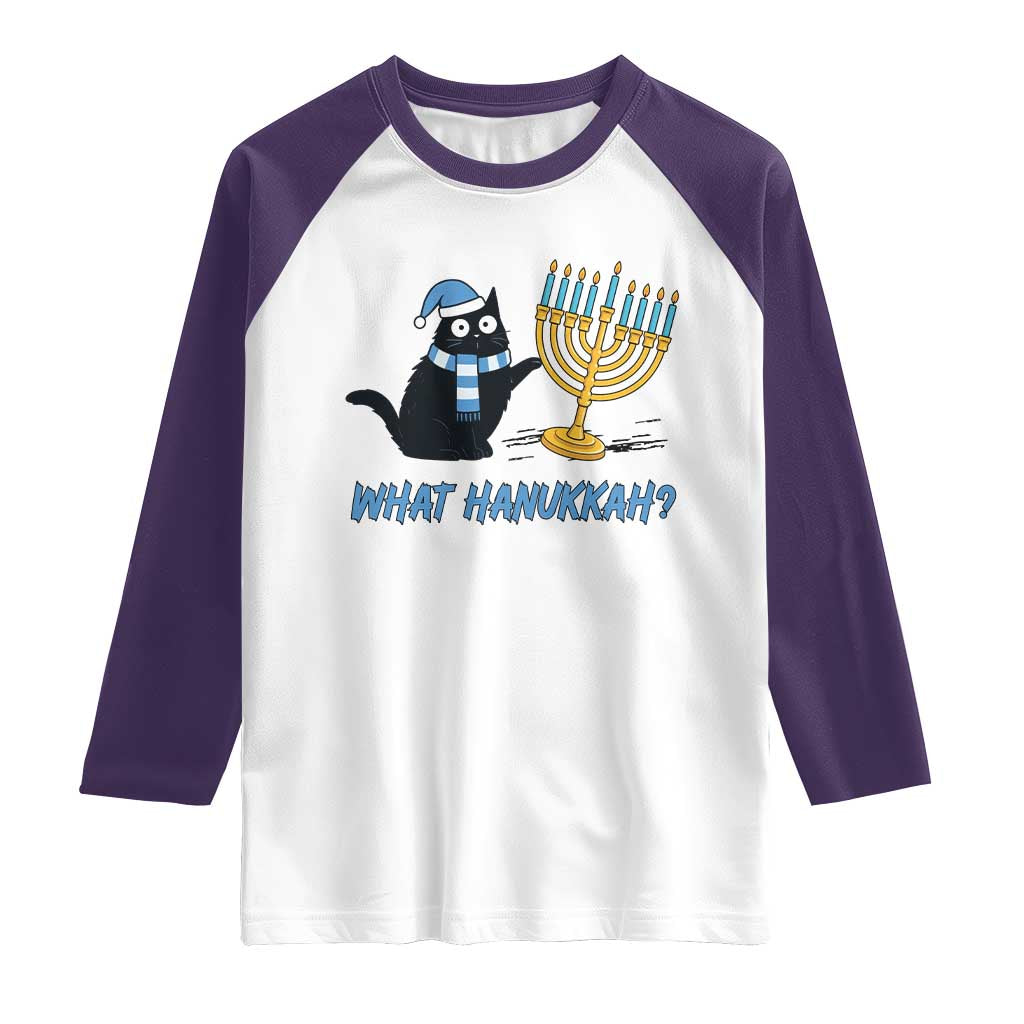 Funny Black Cat Hanukkah Chanukah Raglan Shirt - Wonder Print Shop