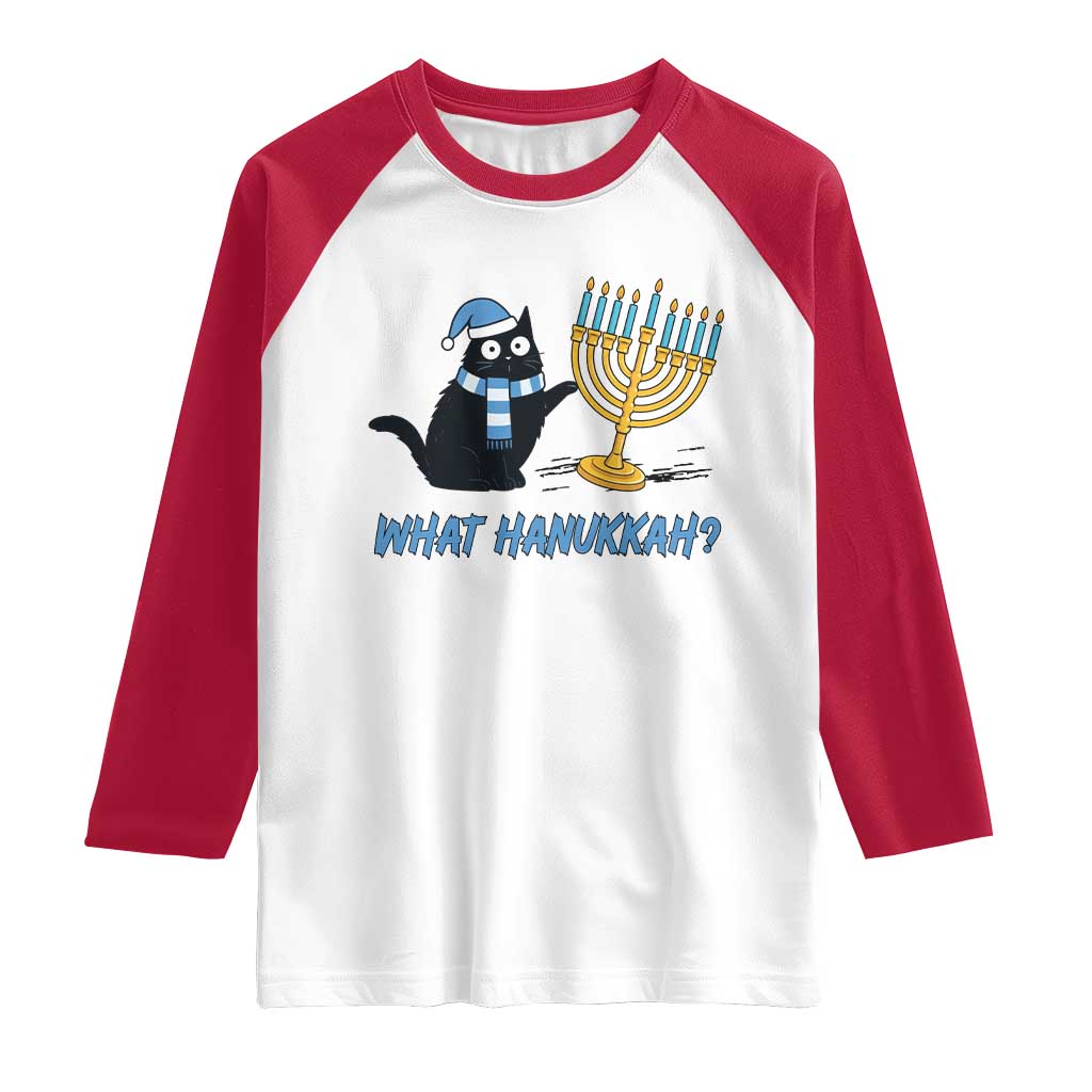 Funny Black Cat Hanukkah Chanukah Raglan Shirt - Wonder Print Shop