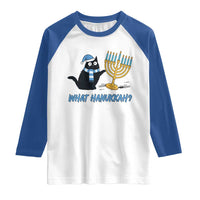 Funny Black Cat Hanukkah Chanukah Raglan Shirt - Wonder Print Shop
