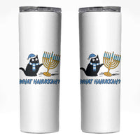 Funny Black Cat Hanukkah Chanukah Skinny Tumbler - Wonder Print Shop