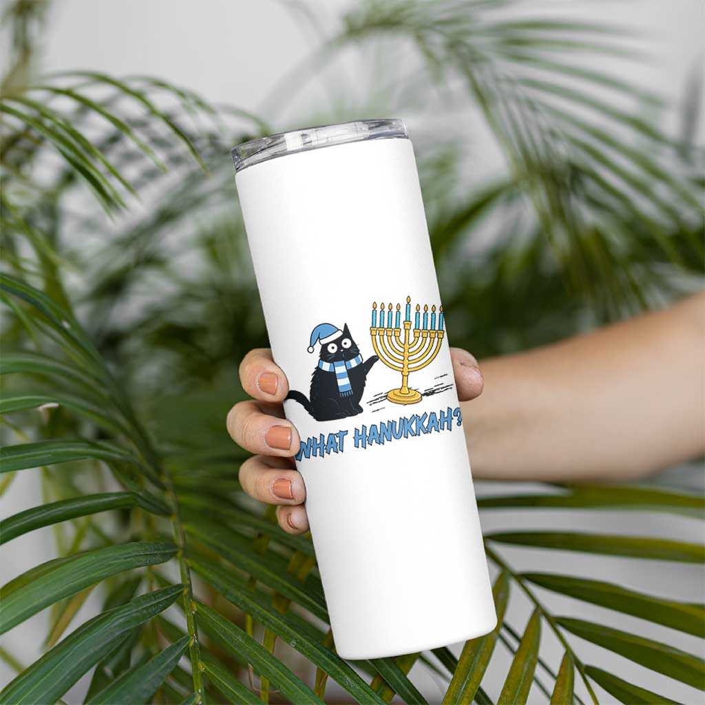Funny Black Cat Hanukkah Chanukah Skinny Tumbler - Wonder Print Shop