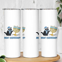 Funny Black Cat Hanukkah Chanukah Skinny Tumbler - Wonder Print Shop