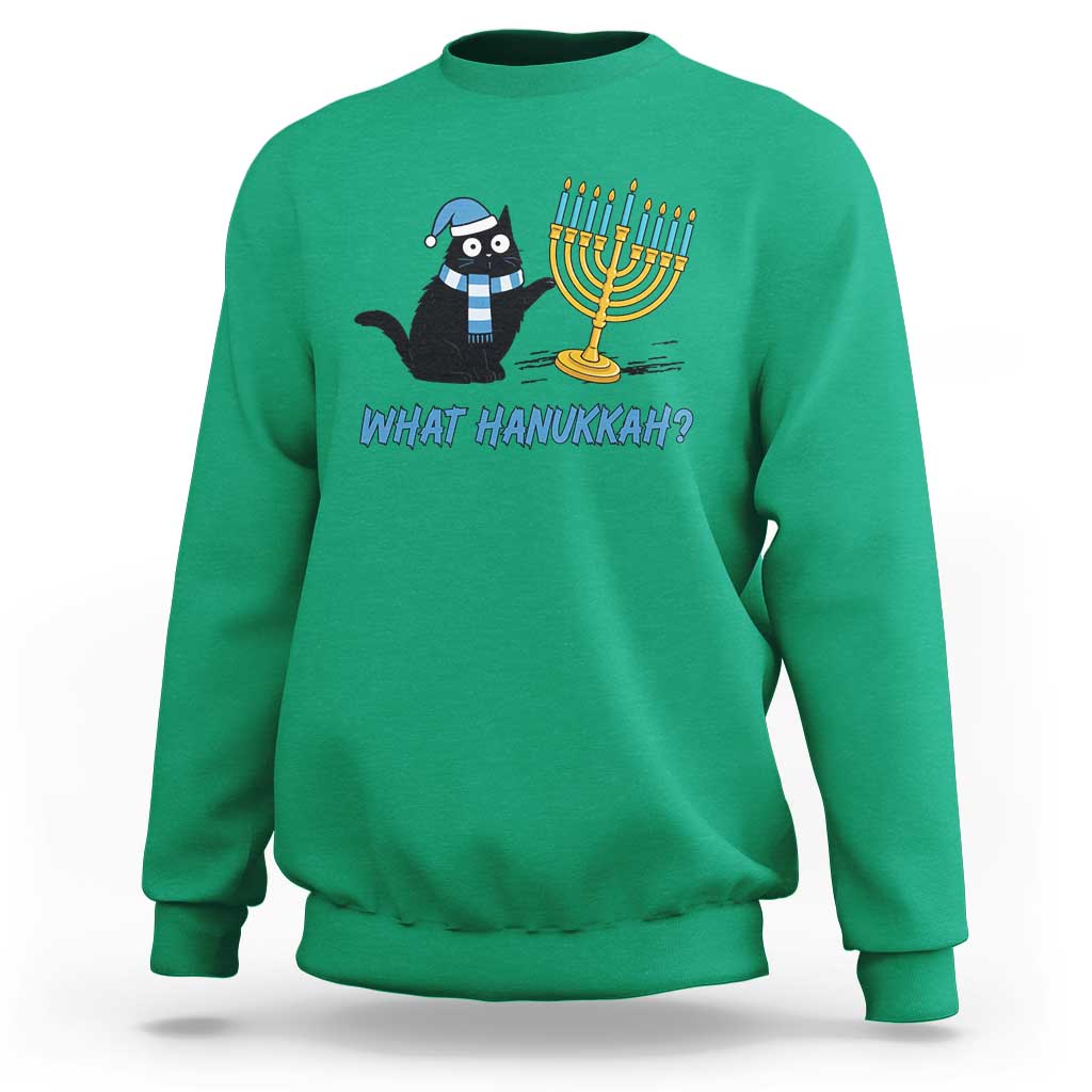 Funny Black Cat Hanukkah Chanukah Sweatshirt - Wonder Print Shop