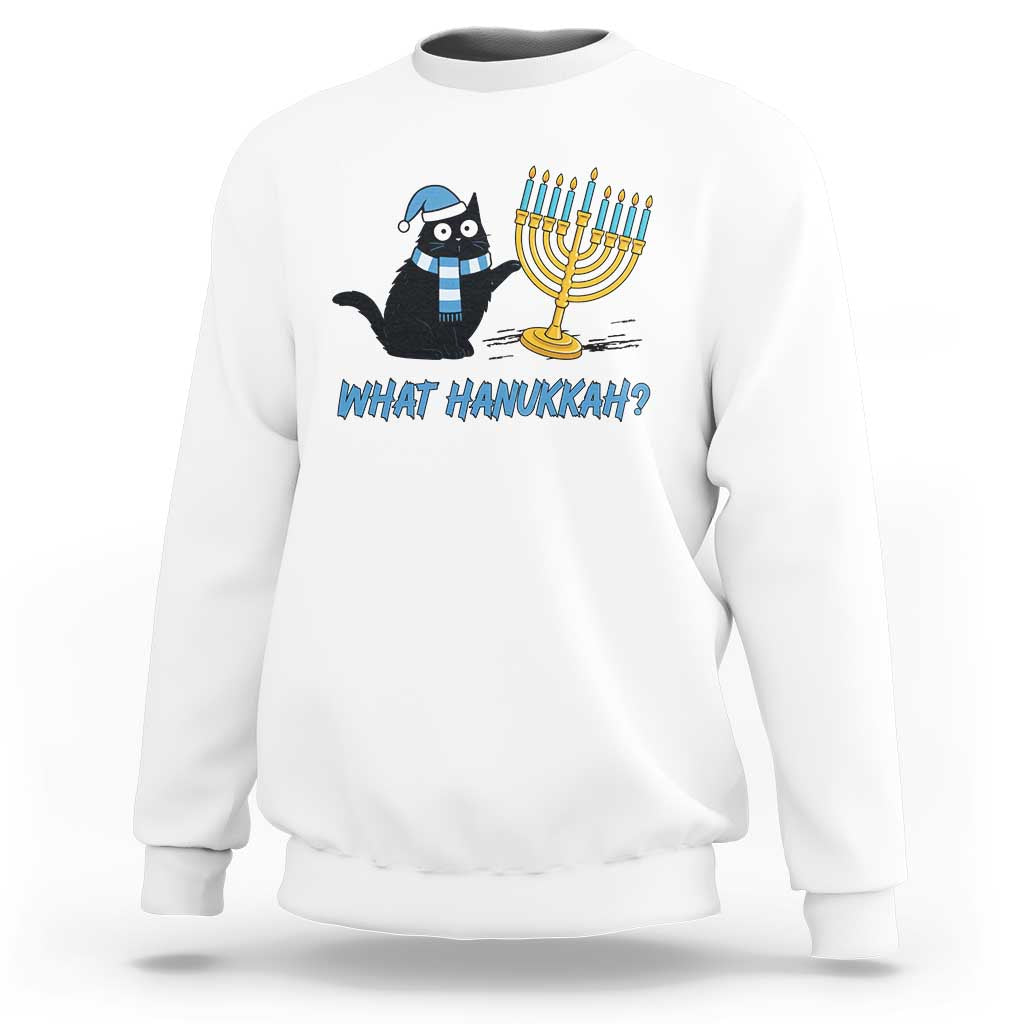 Funny Black Cat Hanukkah Chanukah Sweatshirt - Wonder Print Shop