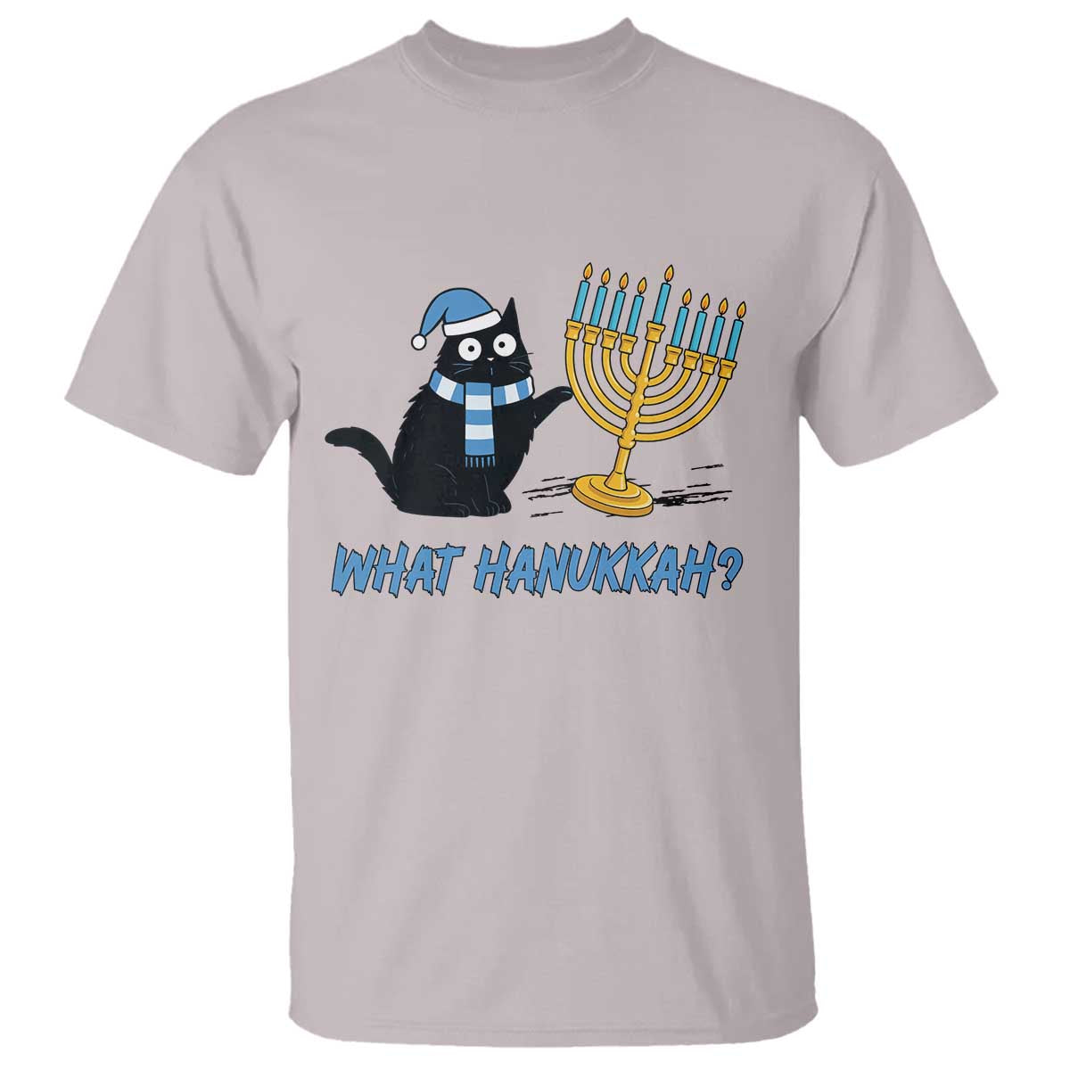 Funny Black Cat Hanukkah Chanukah T Shirt - Wonder Print Shop