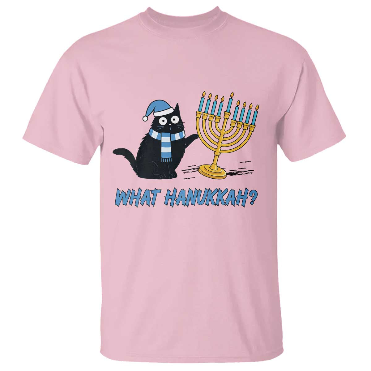 Funny Black Cat Hanukkah Chanukah T Shirt - Wonder Print Shop