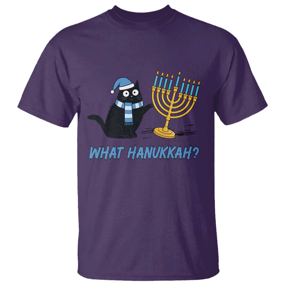 Funny Black Cat Hanukkah Chanukah T Shirt - Wonder Print Shop