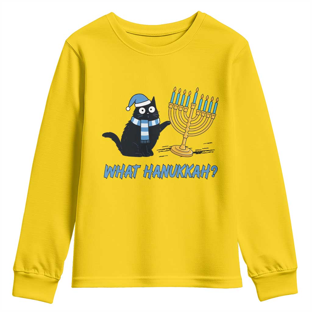 Funny Black Cat Hanukkah Chanukah Youth Sweatshirt - Wonder Print Shop
