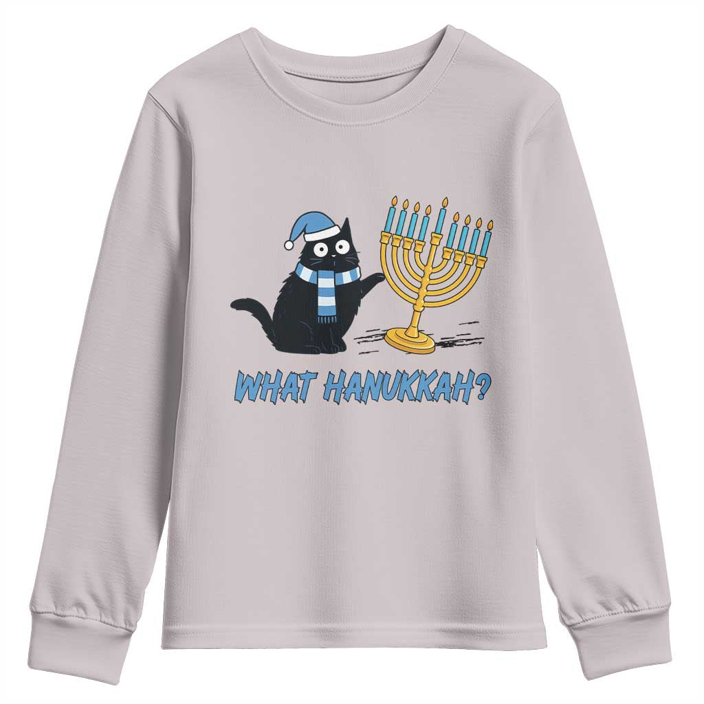 Funny Black Cat Hanukkah Chanukah Youth Sweatshirt - Wonder Print Shop