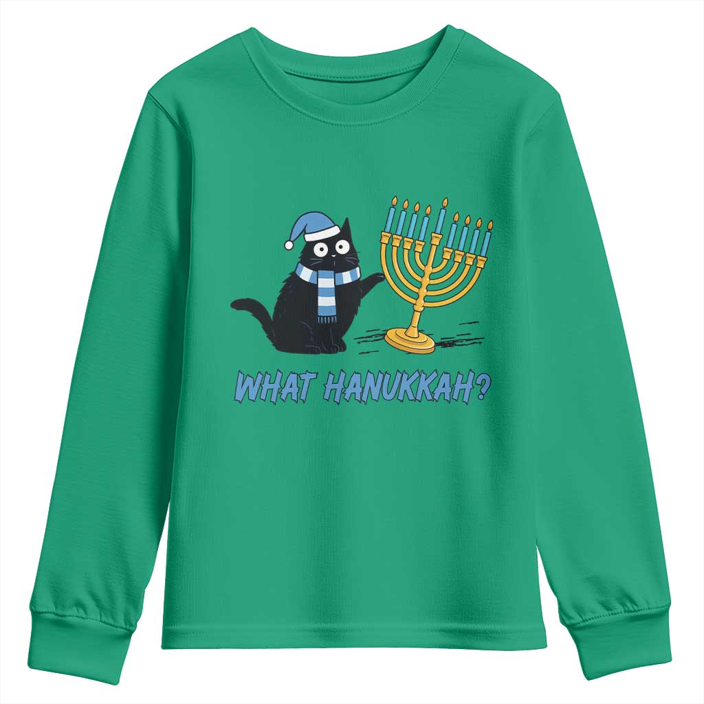 Funny Black Cat Hanukkah Chanukah Youth Sweatshirt - Wonder Print Shop