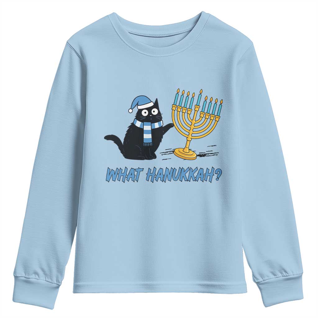 Funny Black Cat Hanukkah Chanukah Youth Sweatshirt - Wonder Print Shop