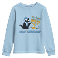 Funny Black Cat Hanukkah Chanukah Youth Sweatshirt - Wonder Print Shop