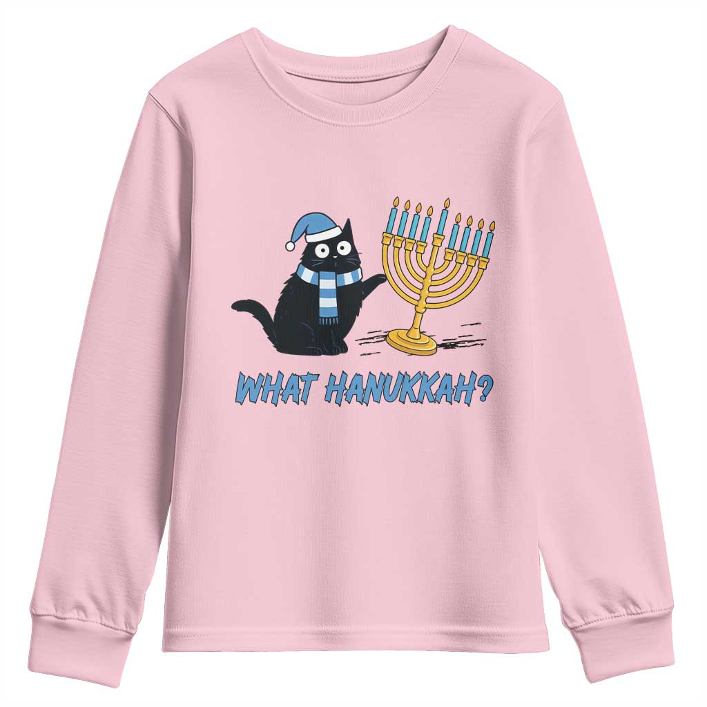 Funny Black Cat Hanukkah Chanukah Youth Sweatshirt - Wonder Print Shop