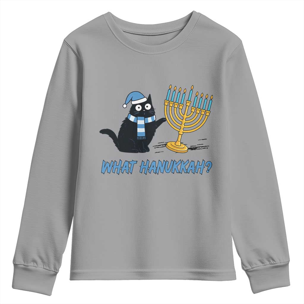 Funny Black Cat Hanukkah Chanukah Youth Sweatshirt - Wonder Print Shop