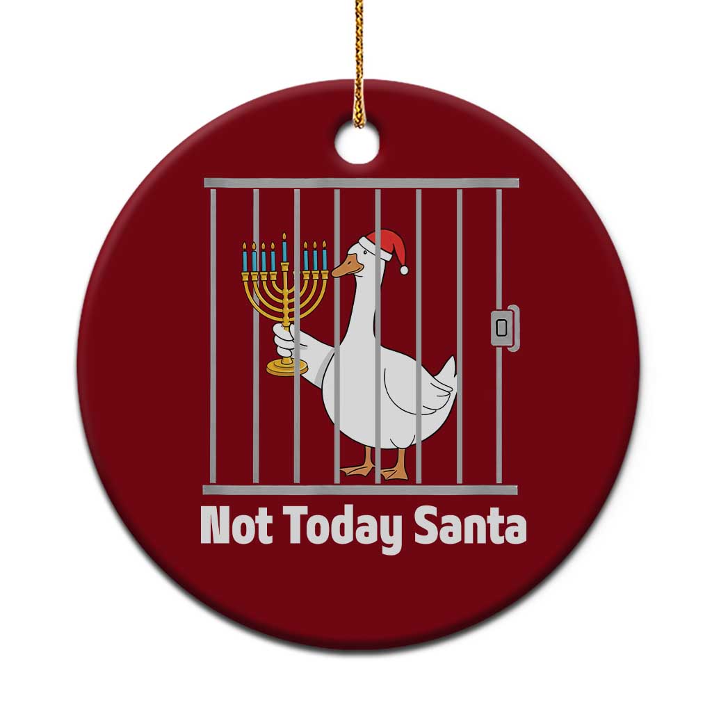 Funny Goose Hanukkah Chanukah Ceramic Ornament Not Today Santa - Wonder Print Shop