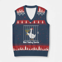 Funny Goose Hanukkah Chanukah V-Neck Knit Sweater Vest Not Today Santa - Wonder Print Shop