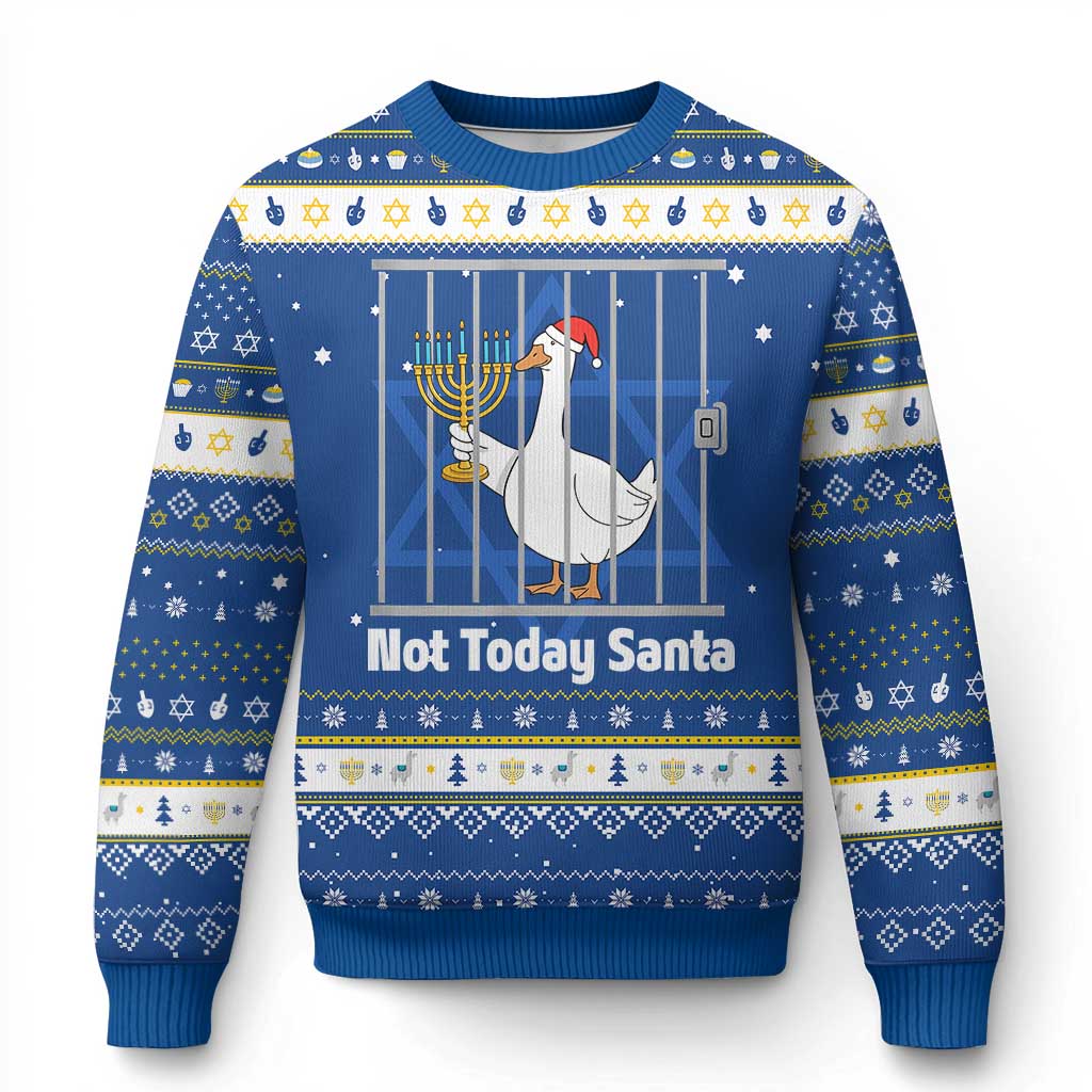 Funny Goose Hanukkah Chanukah Hanukkah Ugly Sweater Not Today Santa - Wonder Print Shop