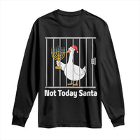 Funny Goose Hanukkah Chanukah Long Sleeve Shirt Not Today Santa - Wonder Print Shop
