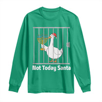 Funny Goose Hanukkah Chanukah Long Sleeve Shirt Not Today Santa - Wonder Print Shop