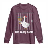 Funny Goose Hanukkah Chanukah Long Sleeve Shirt Not Today Santa - Wonder Print Shop