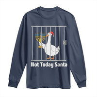Funny Goose Hanukkah Chanukah Long Sleeve Shirt Not Today Santa - Wonder Print Shop