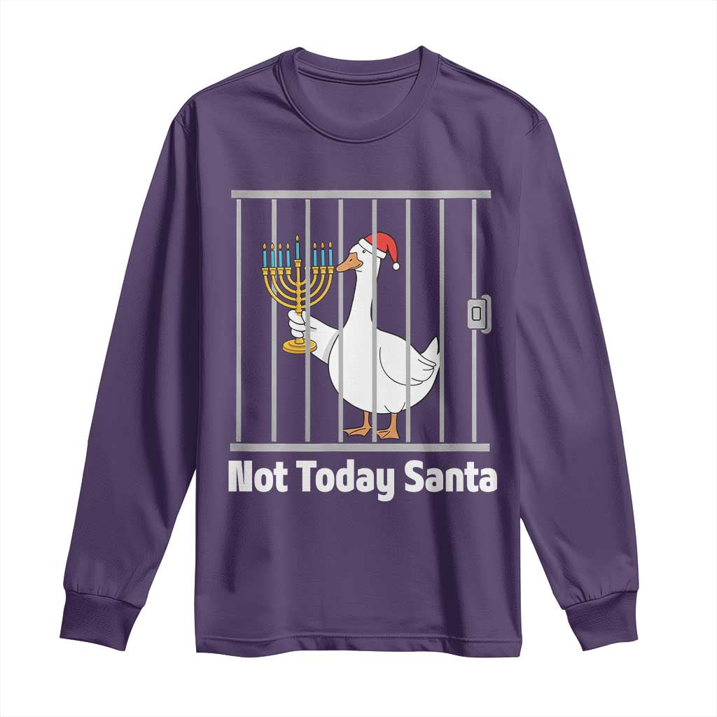 Funny Goose Hanukkah Chanukah Long Sleeve Shirt Not Today Santa - Wonder Print Shop