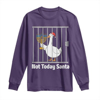 Funny Goose Hanukkah Chanukah Long Sleeve Shirt Not Today Santa - Wonder Print Shop