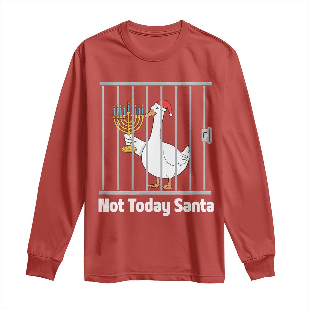 Funny Goose Hanukkah Chanukah Long Sleeve Shirt Not Today Santa - Wonder Print Shop